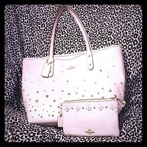 Adorable Coach Stardust Tote & Wristlet Set
